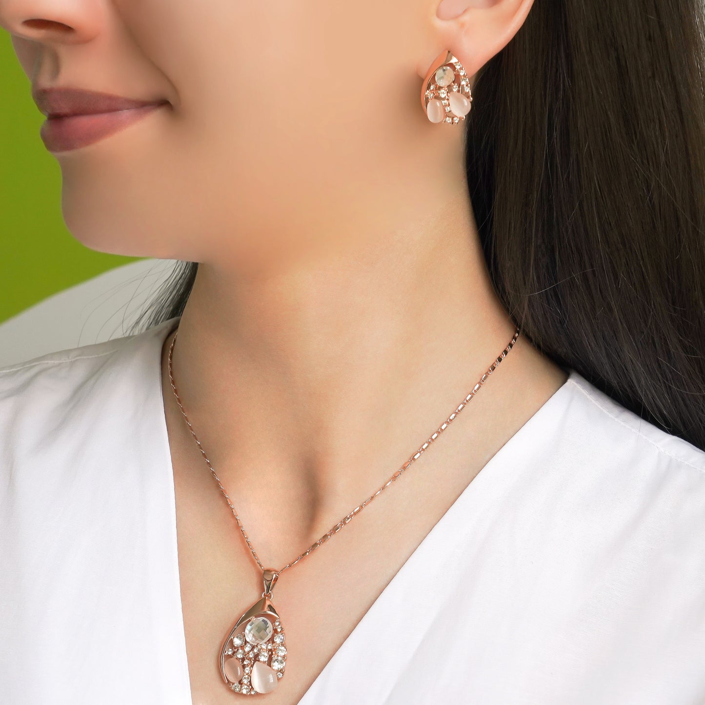 CC00469 Набор сплавных кошачьих глаз Линде из розового золота 18К