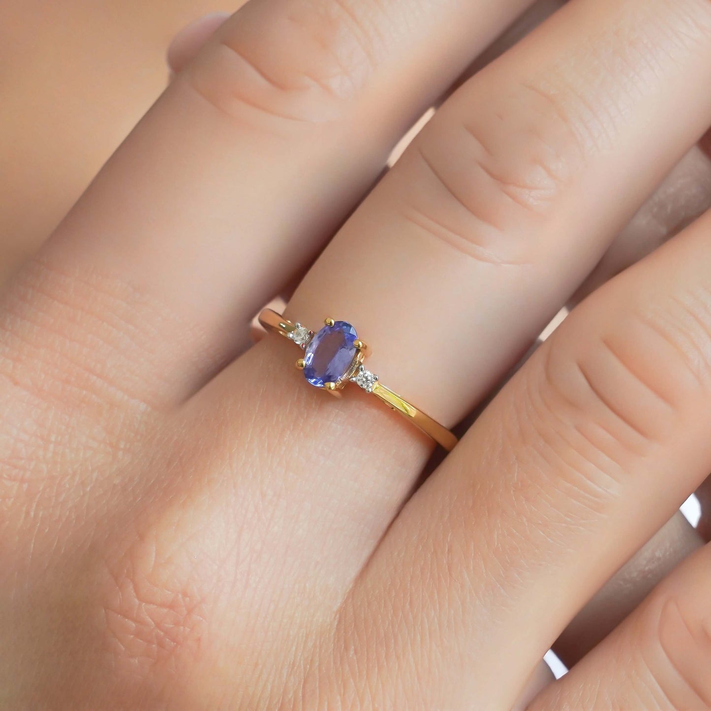 SZ16125 Ring Silver 925 Tanzanite Fyanite (Gold Plated)