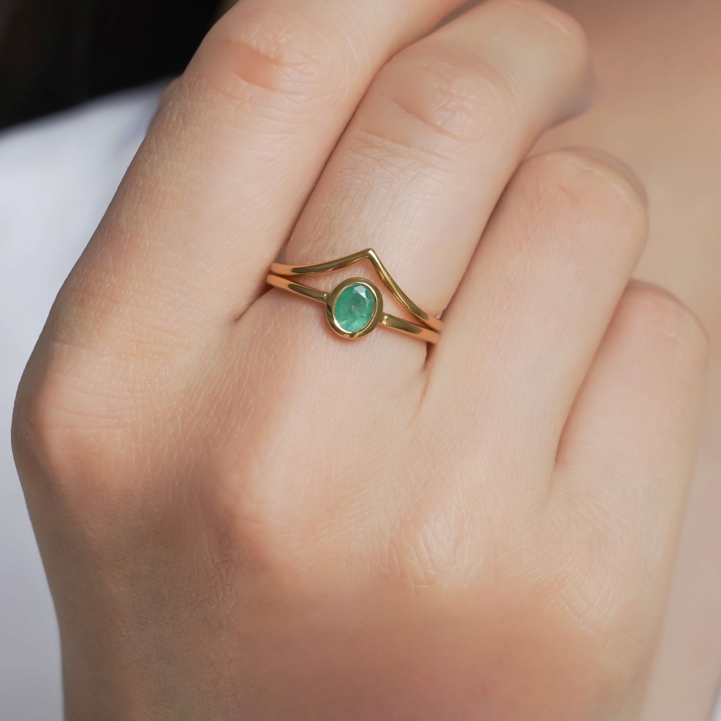 SZ16746 Ring Silver 925 Brazilian Emerald (Gold Plated)