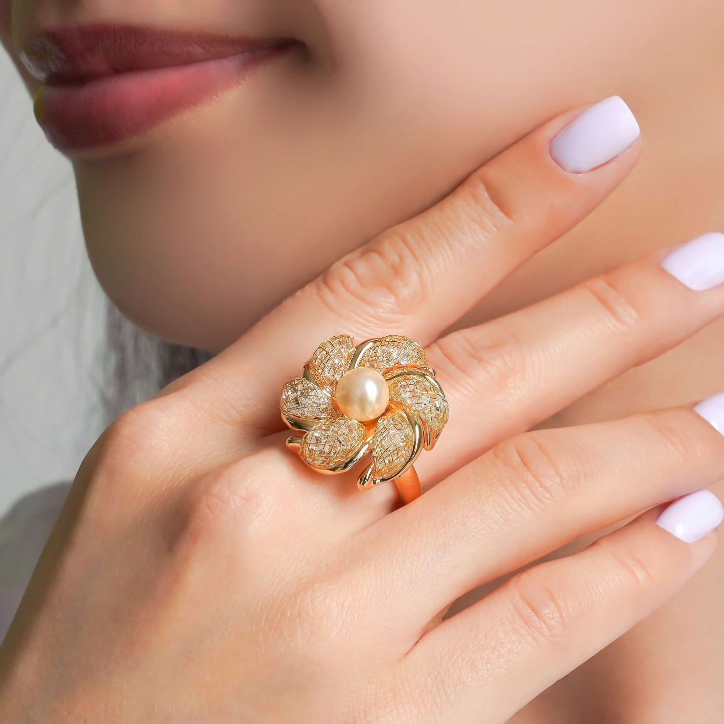 CC00411 Ring Alloy Pearl 18k gold plated