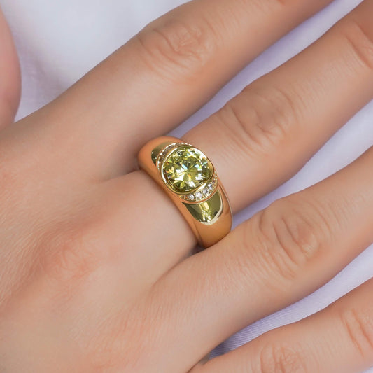 CC01077 Ring 18K Yellow Gold Plated Copper Cubic Zirconia