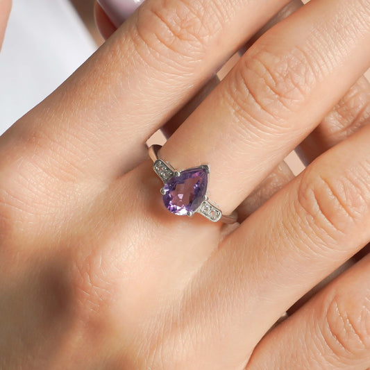 SZ12646 Ring 925 Silver Brazilian Amethyst Topaz White