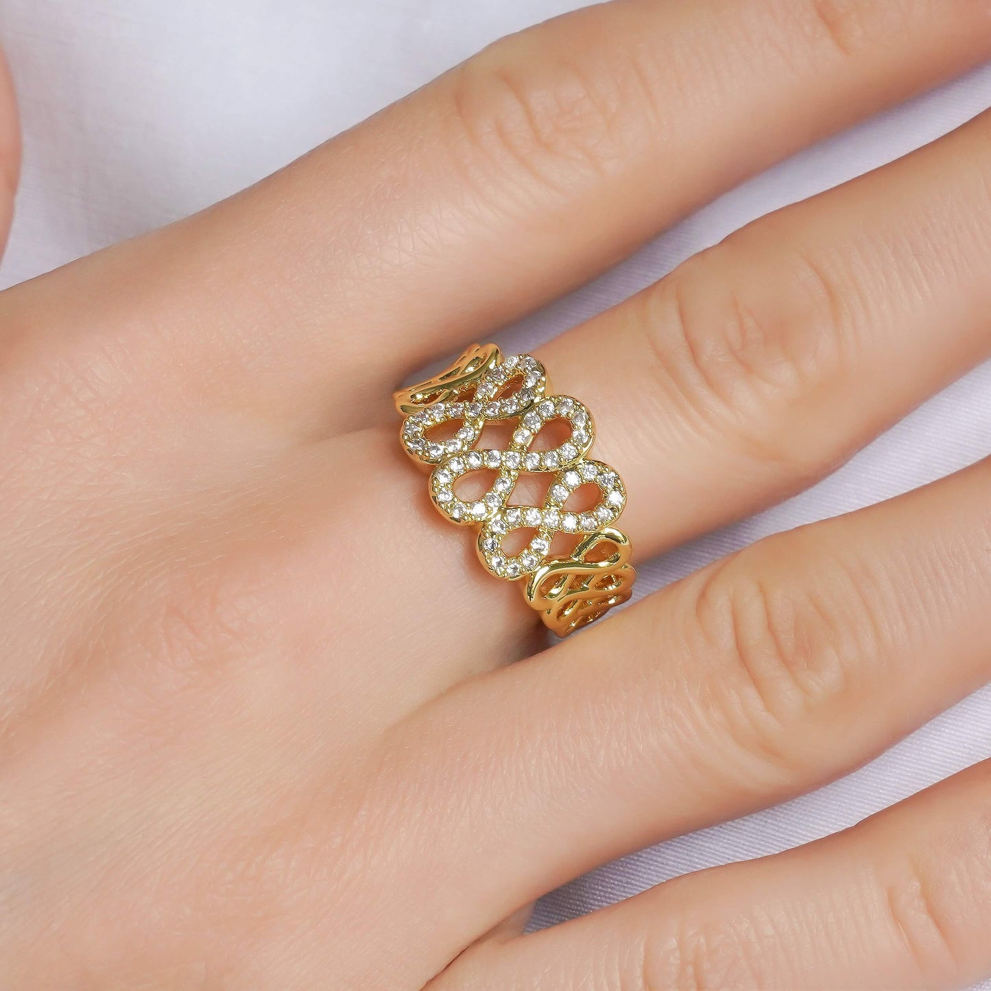 CC00505 Ring Alloy Crystals 18k yellow gold plated