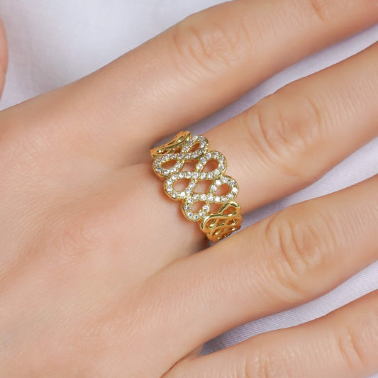 CC00505 Ring Alloy Crystals 18k sariq oltin bilan qoplangan