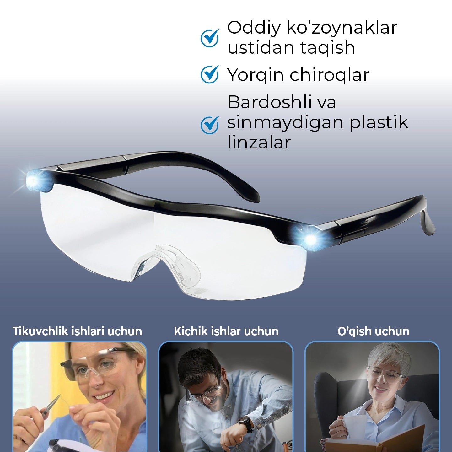 Clear Vision Illuminated Magnifying Glasses