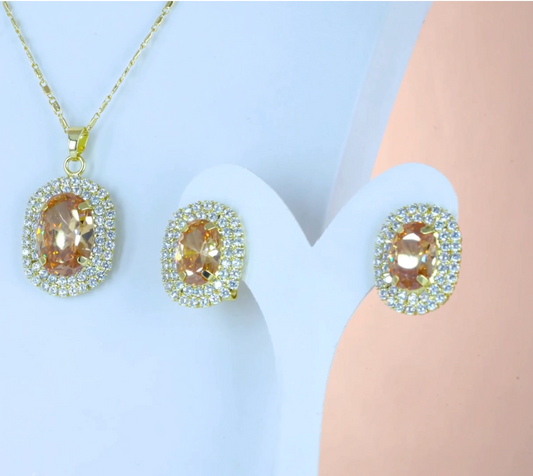 CC02502 Set, 750 gold plating, yellow gold plated, Crystal