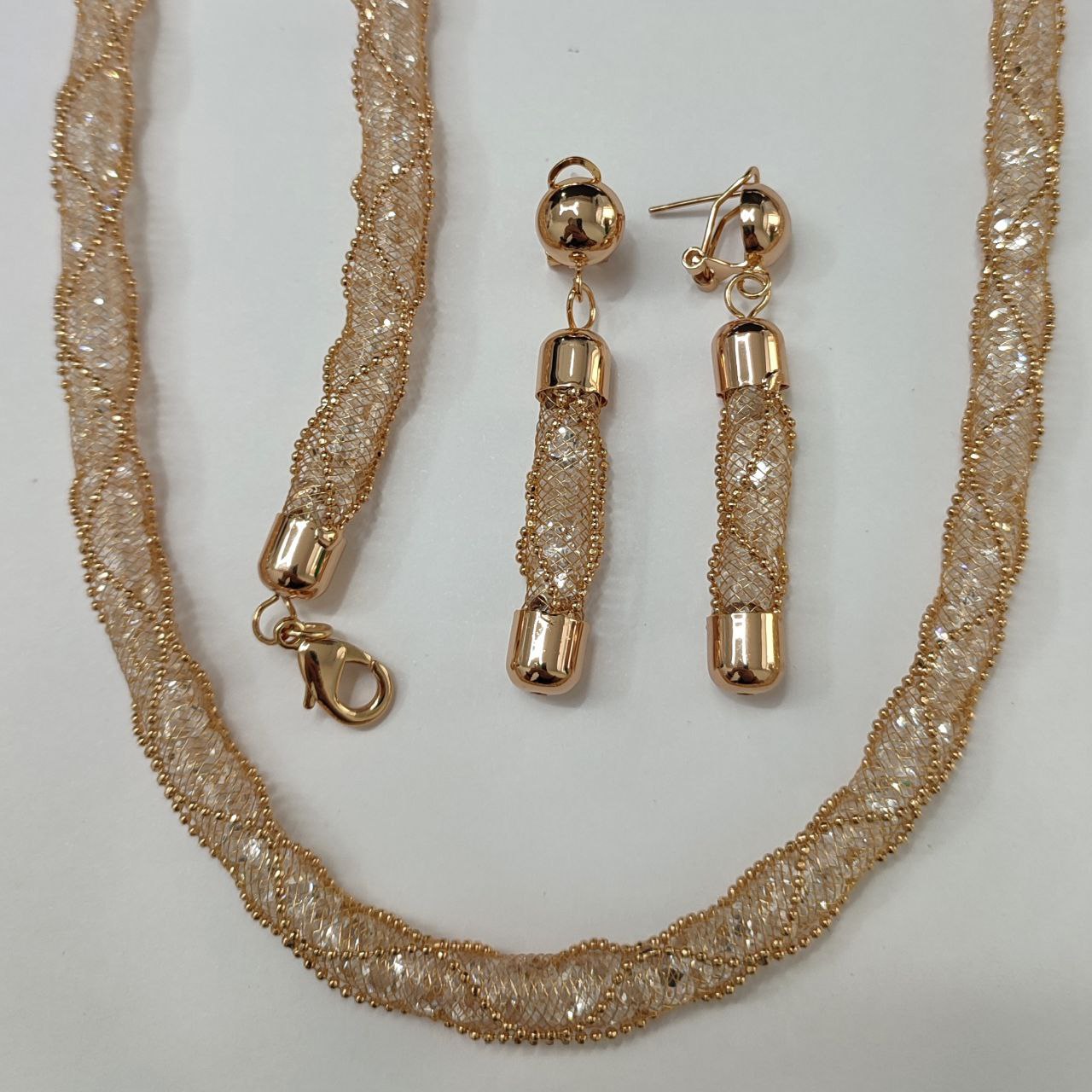 CC00899 Set 18K Gold Plated Copper Crystal