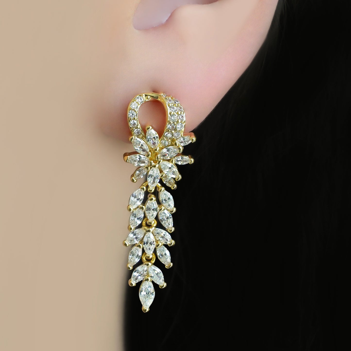 CC00950 Earrings 18K Yellow Gold Plated Brass Cubic Zirconia