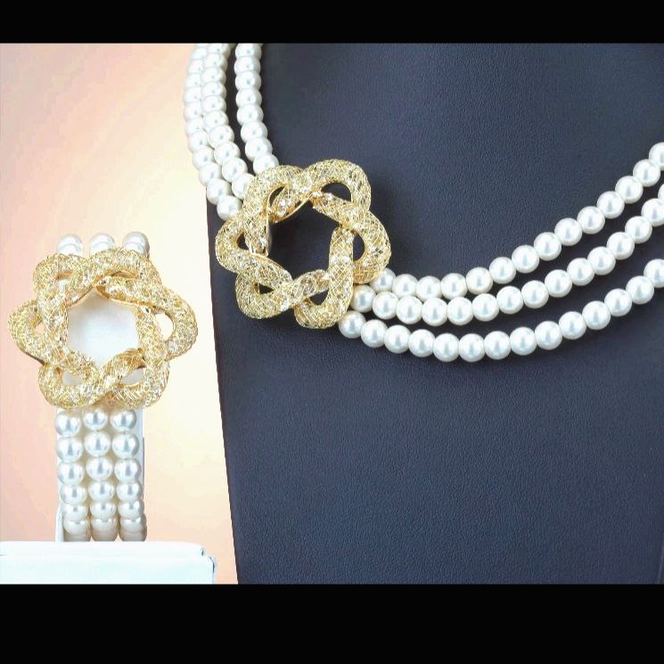 CC00271 Set Copper pearls 18k gold plated