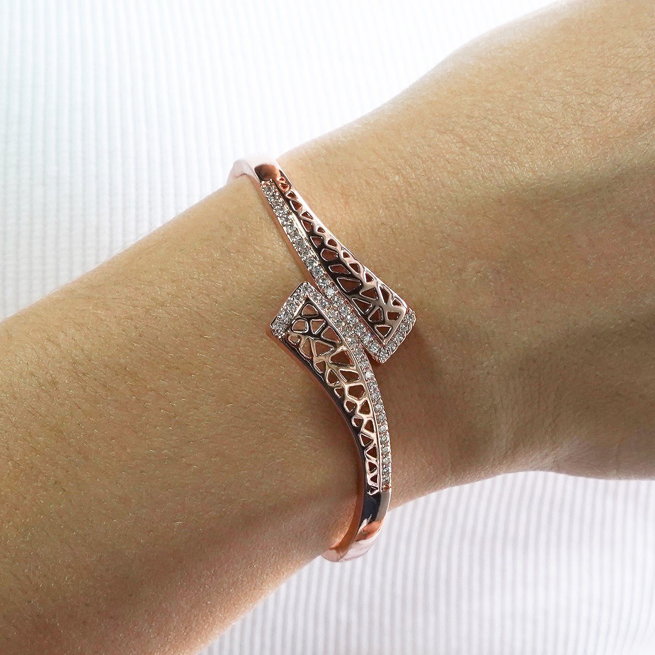 CC00364 Bracelet Copper Cubic Zirconia 18k rose gold plated