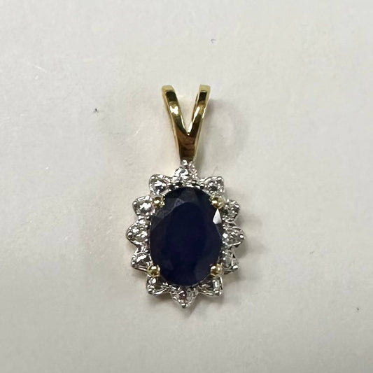 SZ16940 Necklace Sterling Silver 925 Kataragama Sapphire Fianite (Gold Plated)