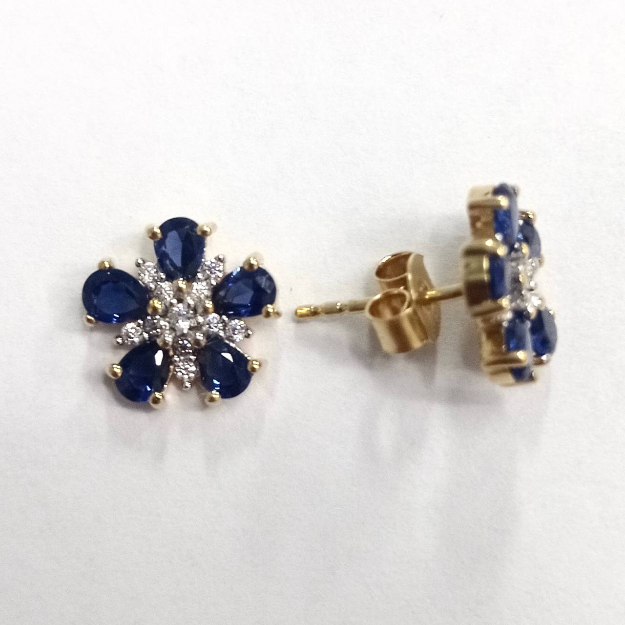 SZ16307 Studs Silver 925 Sapphire Linde Fianite (Gold Plated)