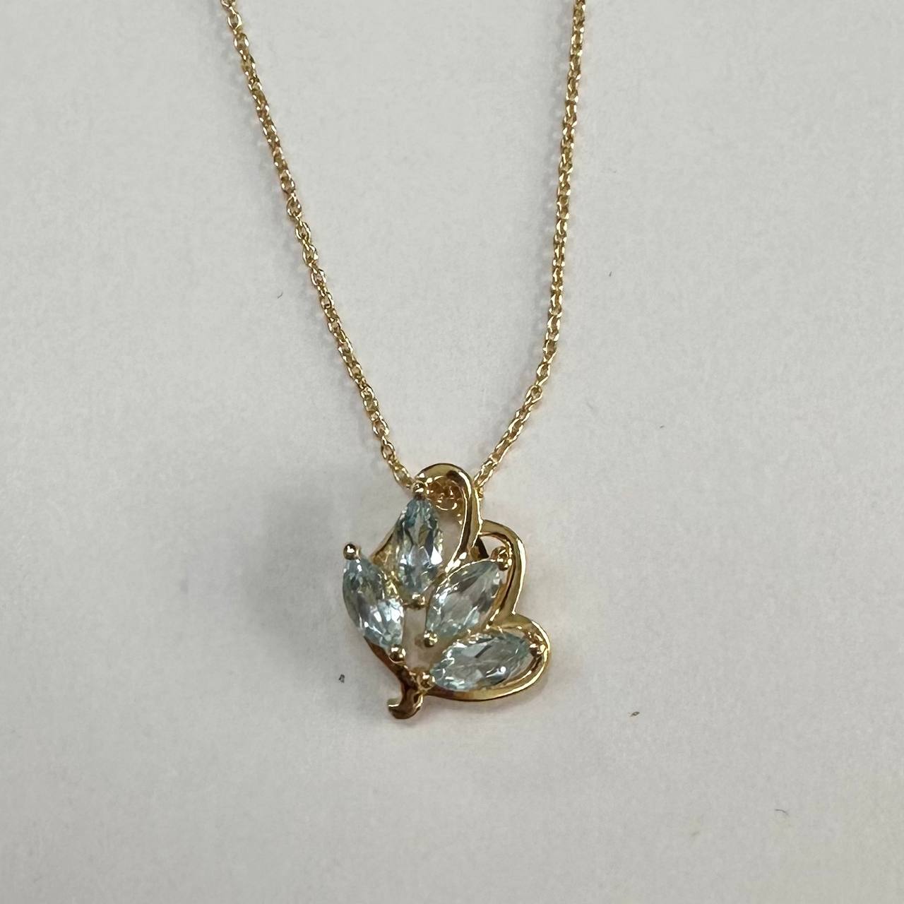 SZ16315 marjonlarni kumushrang 925 koʻk topaz (oltin bilan qoplangan)