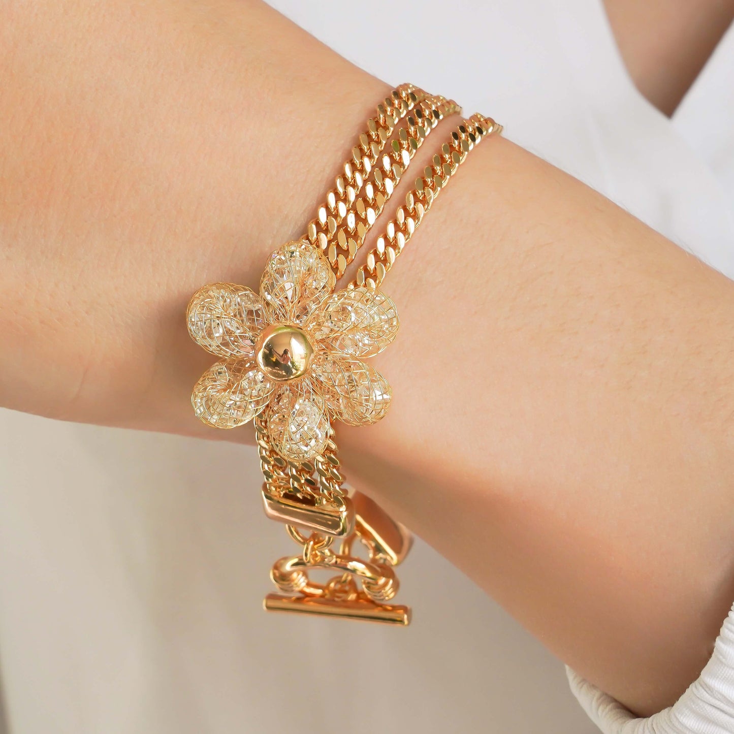 CC00479 Bracelet Alloy Crystals 18K Yellow Gold Plated