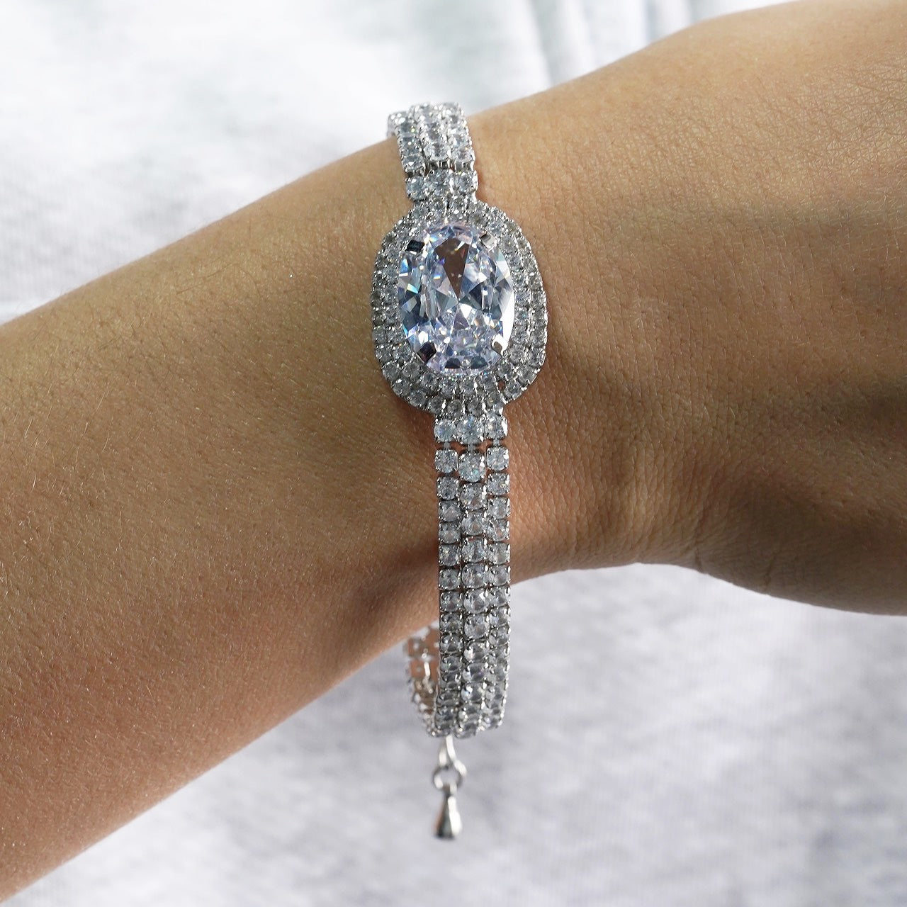 CC00457 Bracelet Alloy Cubic Zirconia 18k white gold plated