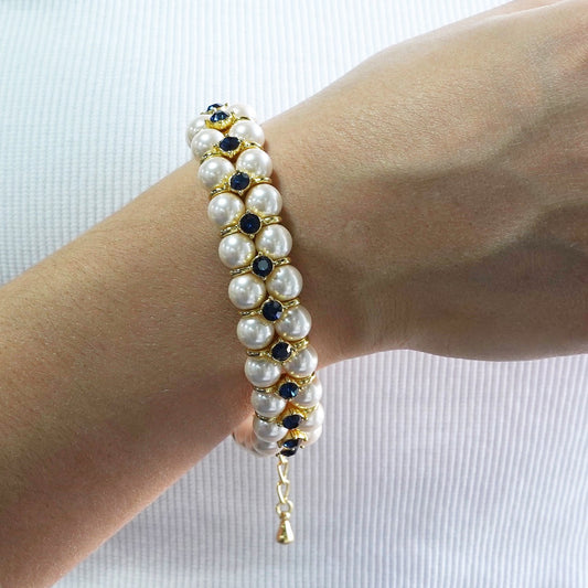 CC00330 Bracelet Copper pearl yellow gold plated 18K