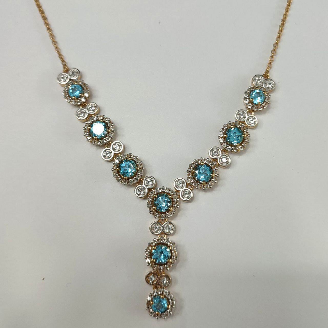 SZ13869 Necklace Silver 925 Topaz Swiss Topaz White (Gold Plated)