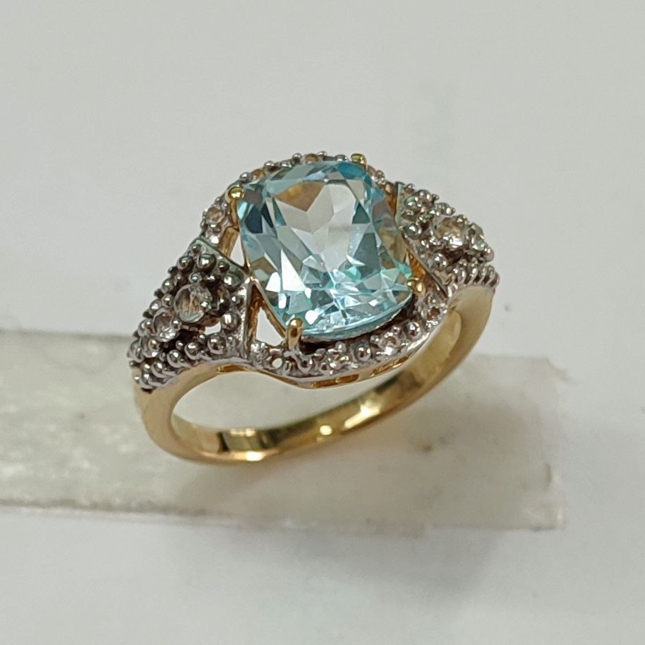 SZ13771 Ring Silver 925 Topaz Sky Blue Topaz White (Gold Plated)