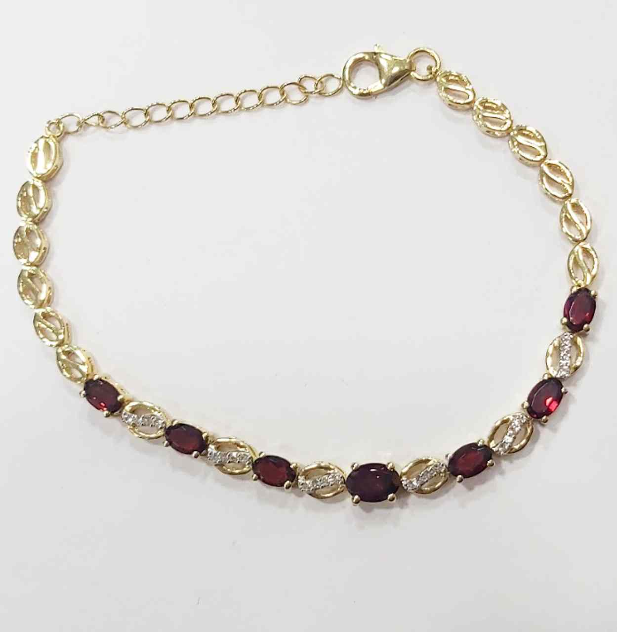 SZ14511 Bracelet Silver 925 Garnet White Topaz (Gold Plated)