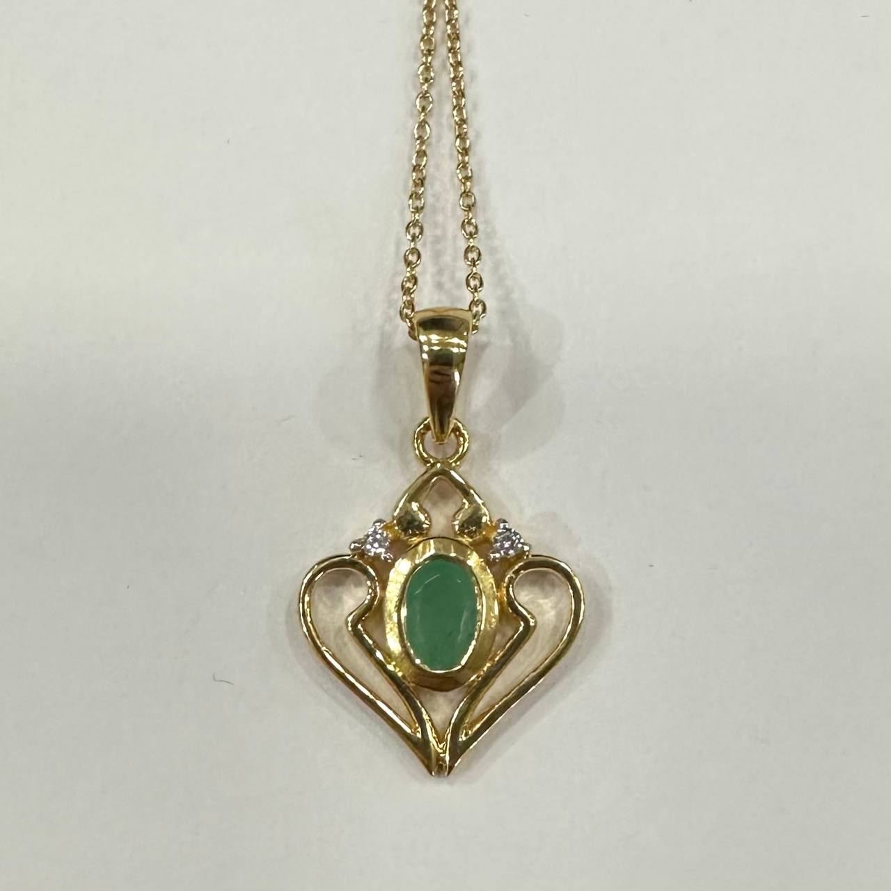 SZ16587 Necklace Silver 925 Brazilian Emerald Fianite (Gold Plated)