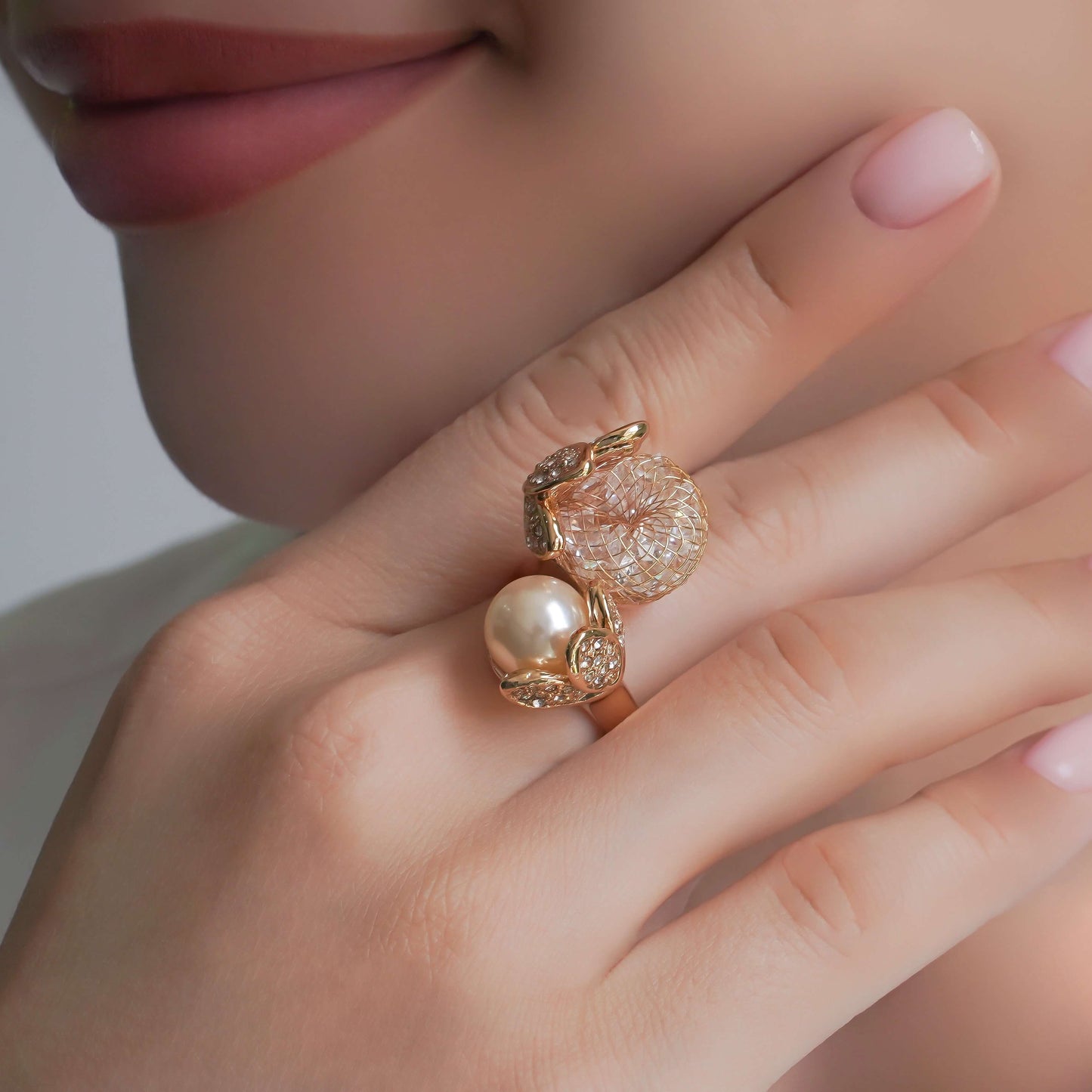 CC00924 Ring 18K Gold Plated Copper Crystal