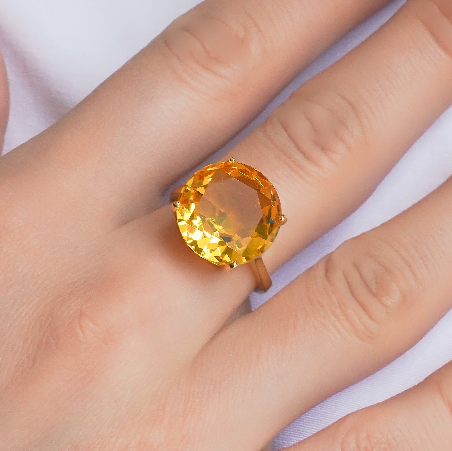 CC00990 Ring 18K Yellow Gold Plated Brass Cubic Zirconia