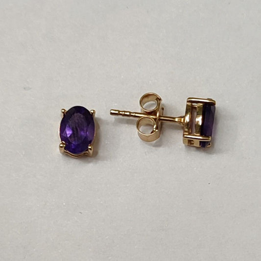 SZ13028 Earrings 925 Silver African Amethyst (Gold Plated)