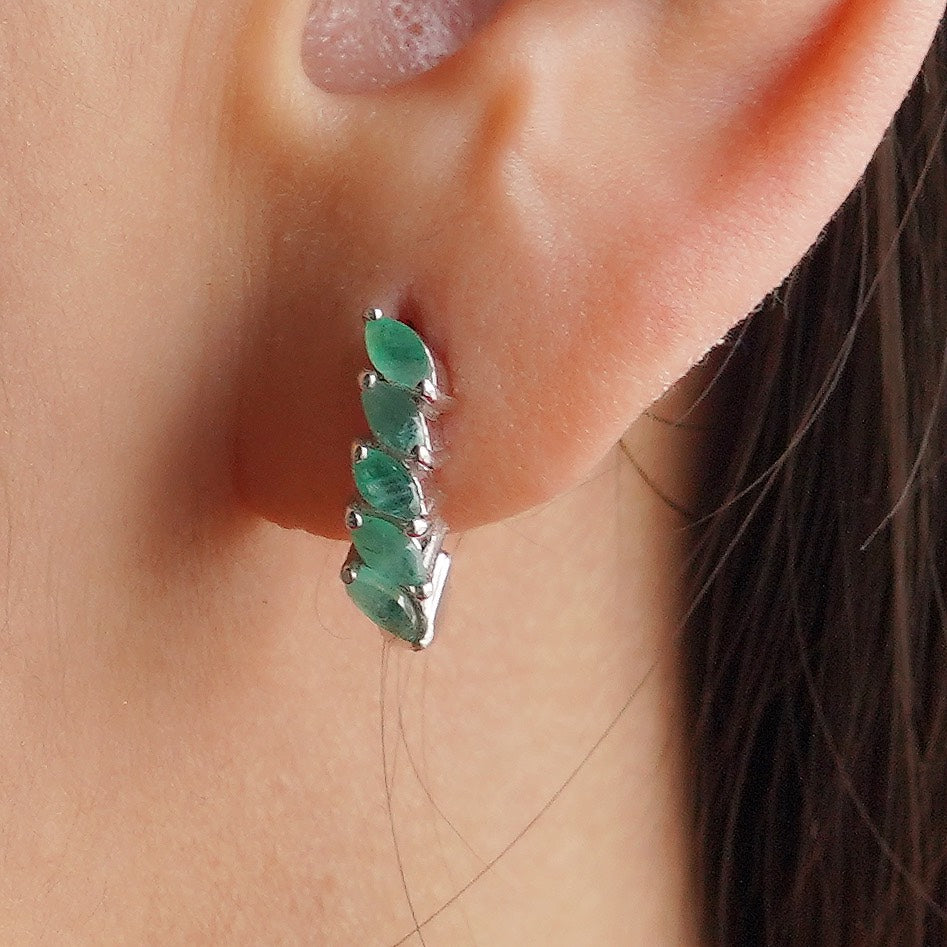 SZ12535 Earrings Silver 925 Brazilian Emerald