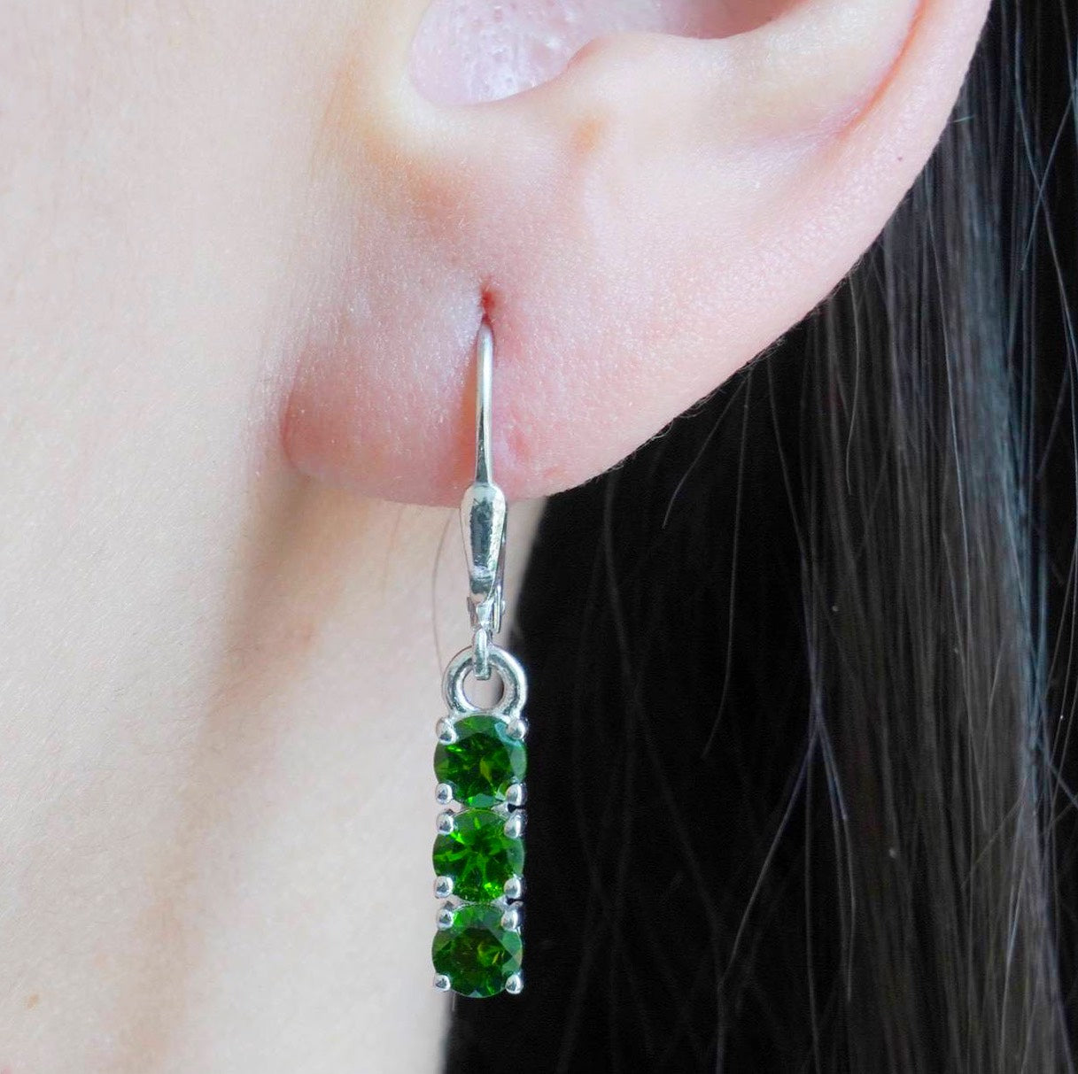 SZ12543 Earrings Silver 925 Chrome diopside