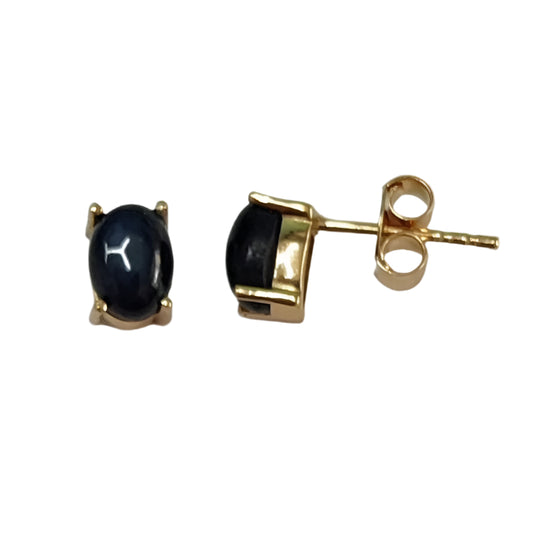 SZ13601 Earrings Silver 925 Star sapphire class I (Gold plated)