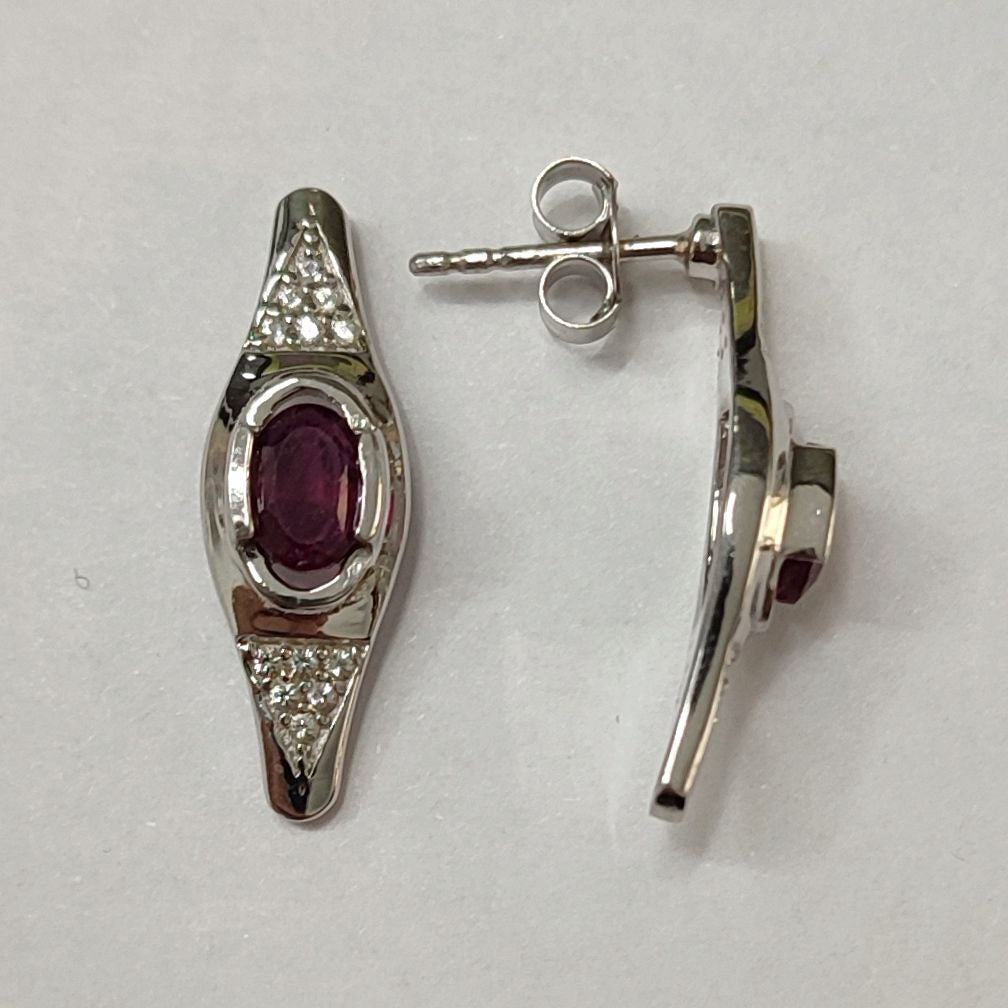 SZ13229 Earrings 925 Silver Ruby Longido Topaz White