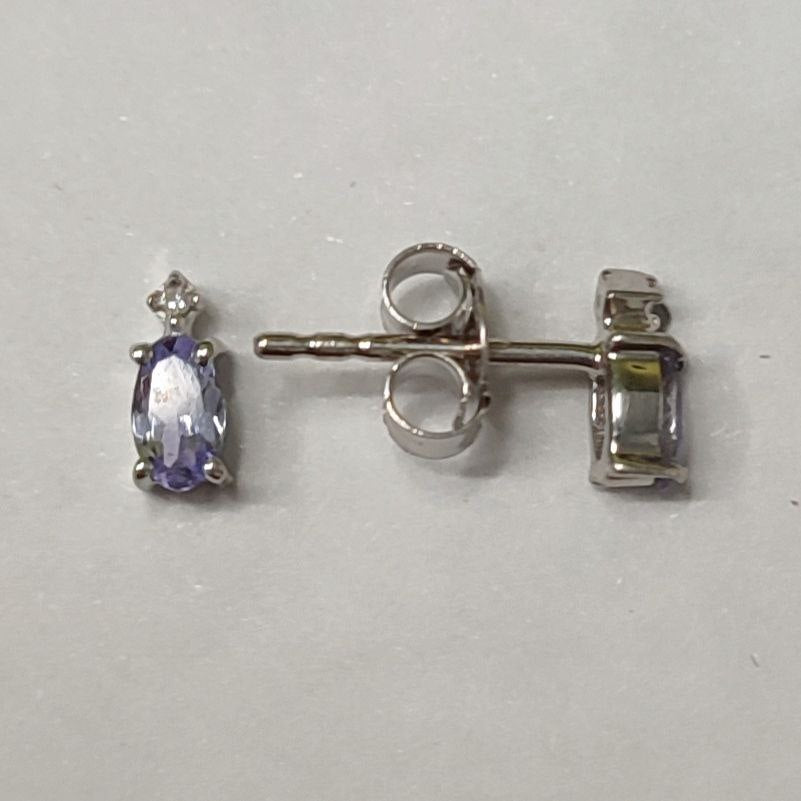 SZ12981-2 Earrings Silver 925 Tanzanite Diamond