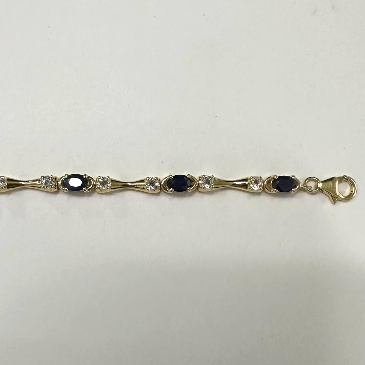 SZ14665 Bracelet Silver 925 Kataragama Sapphire White Topaz (Gold Plated)