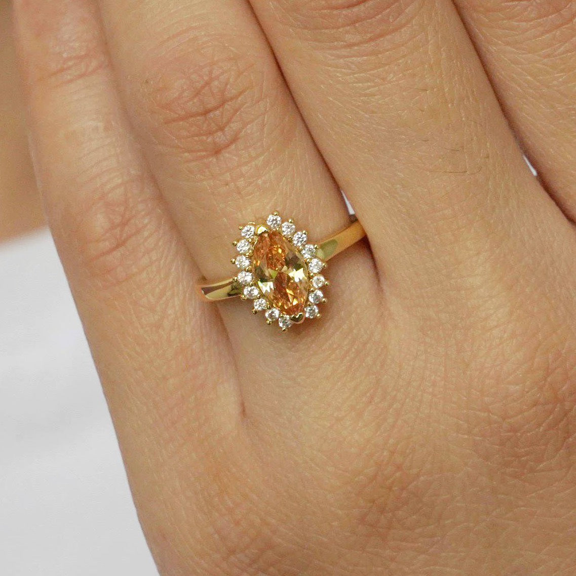 CC01300 Ring 18K Gold Plated Copper Cubic Zirconia