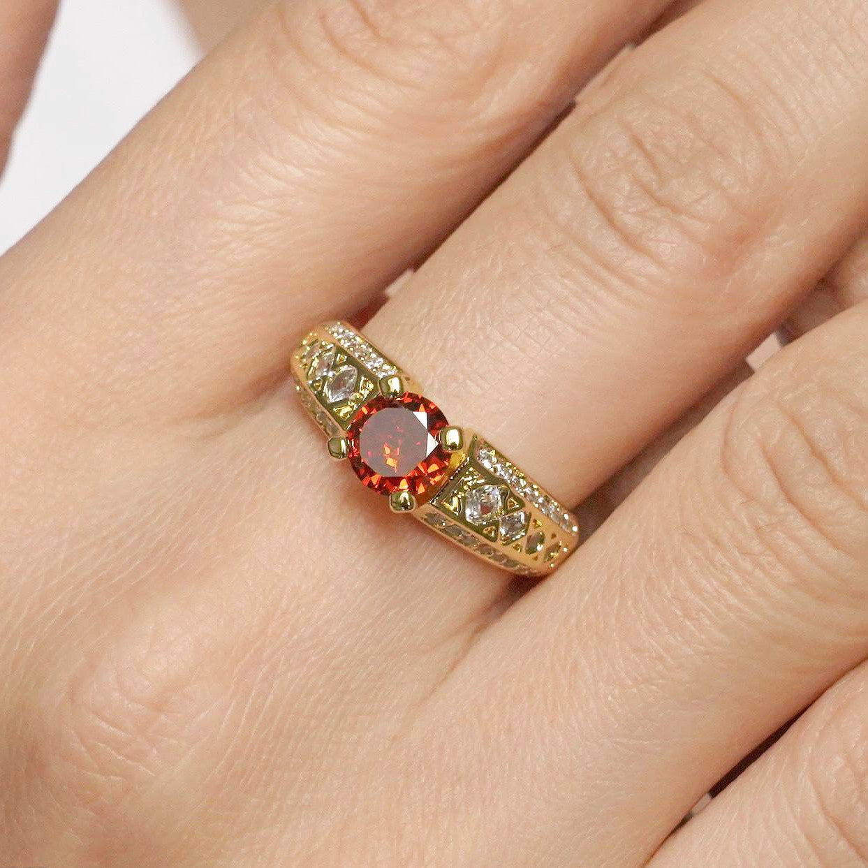 CC01779 Ring 18K Yellow Gold Plated Copper Cubic Zirconia