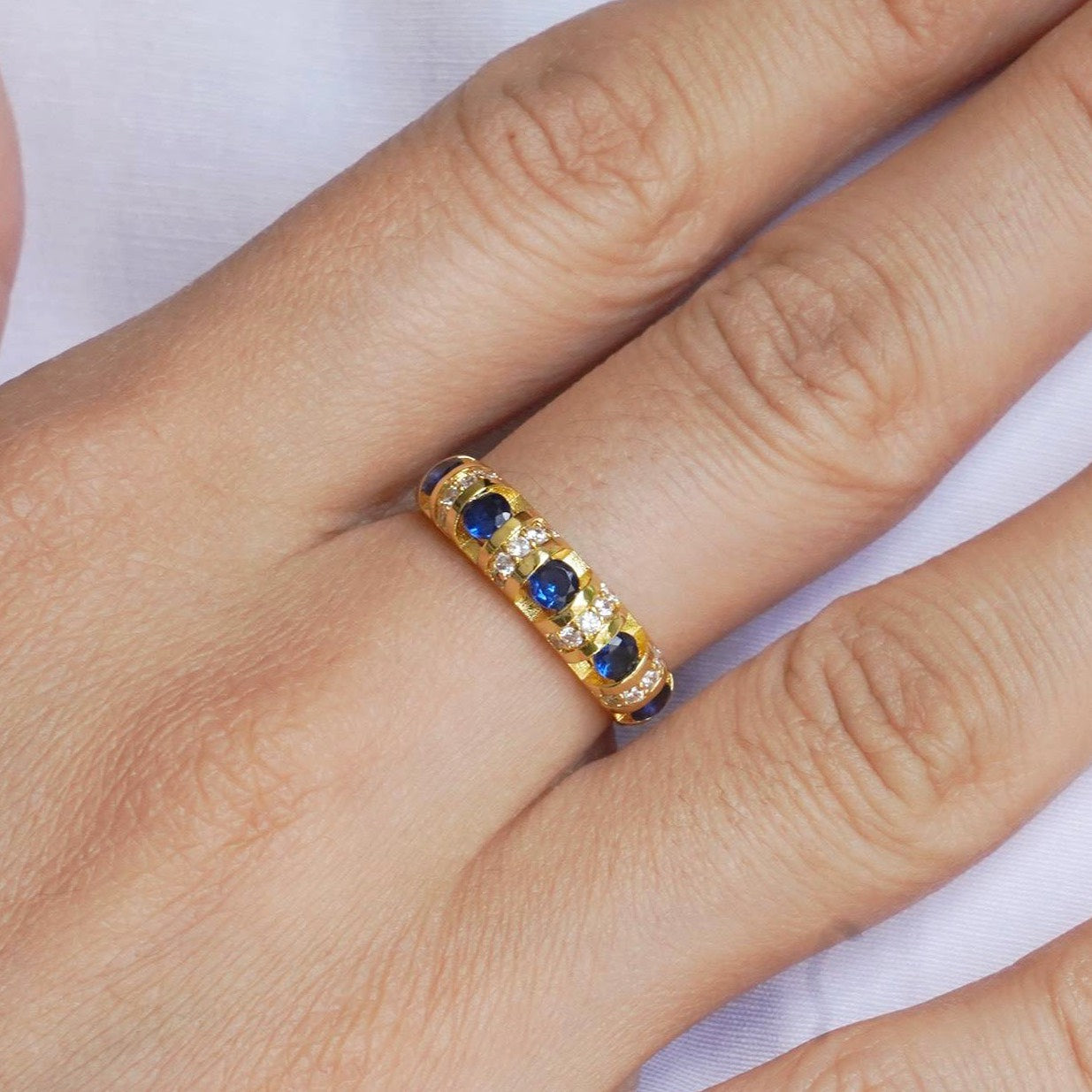 CC01381 Ring 18K Yellow Gold Plated Copper Cubic Zirconia