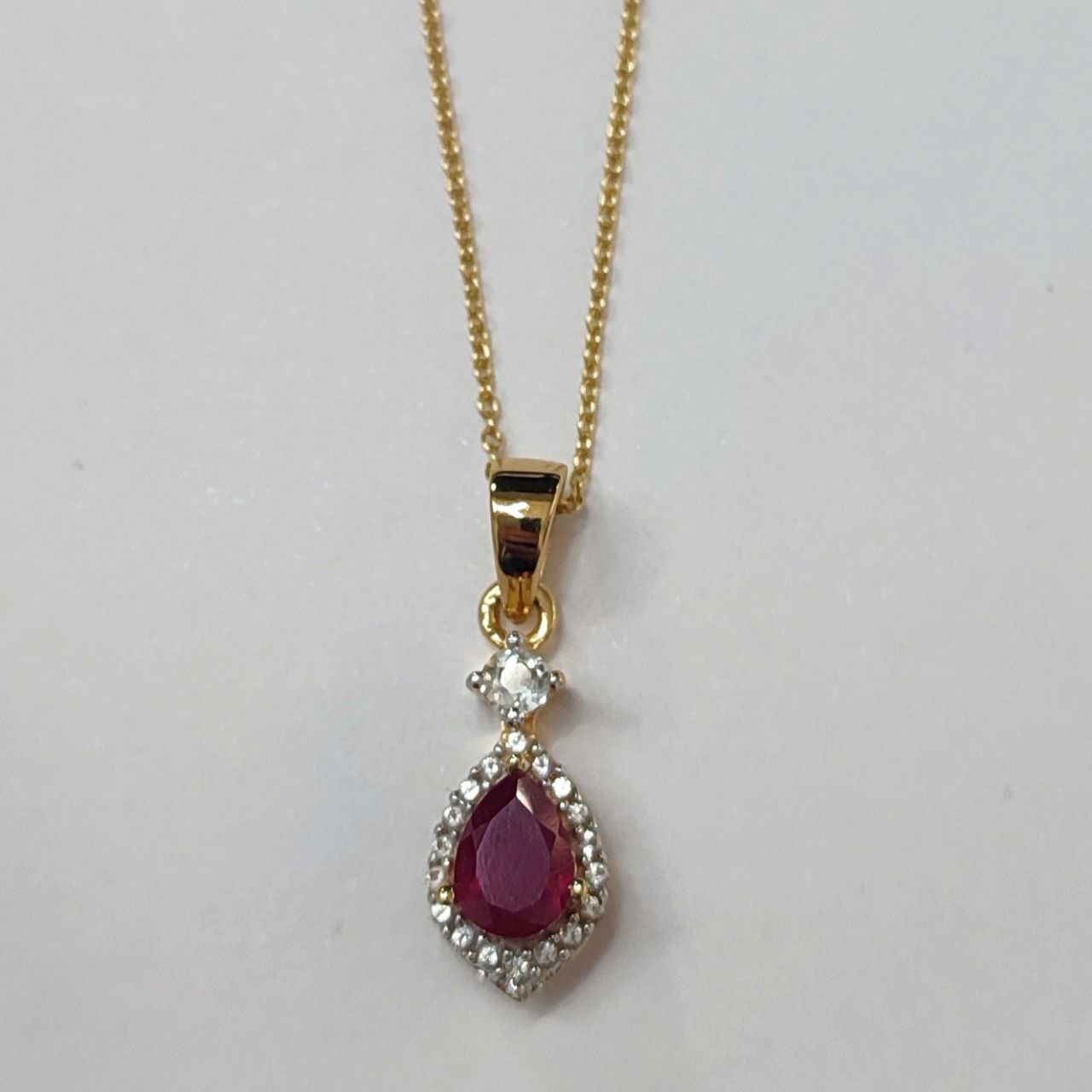 SZ14512 Pendant 925 Silver Ruby Longido Topaz White (Gold Plated)