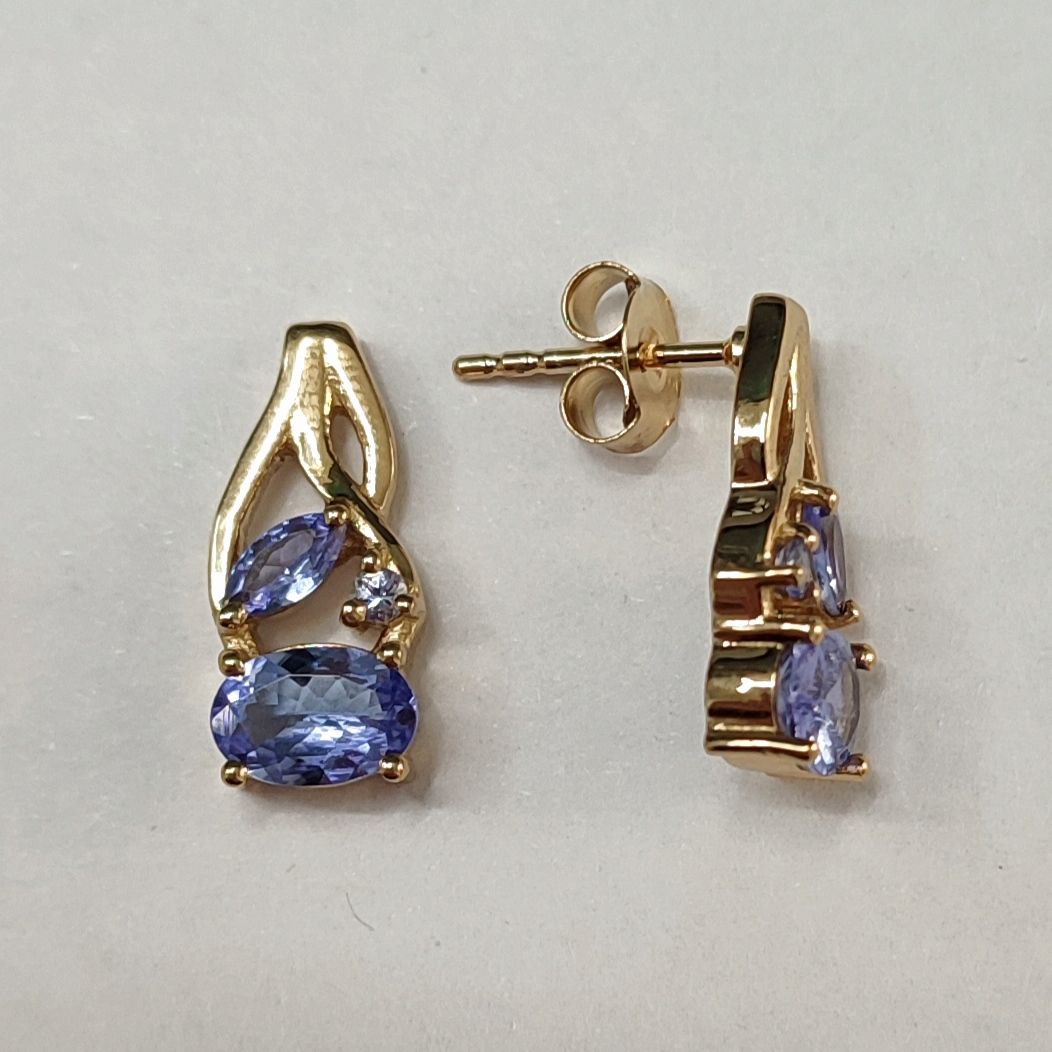 SZ13197 Earrings Silver 925 Tanzanite (Gold plated)