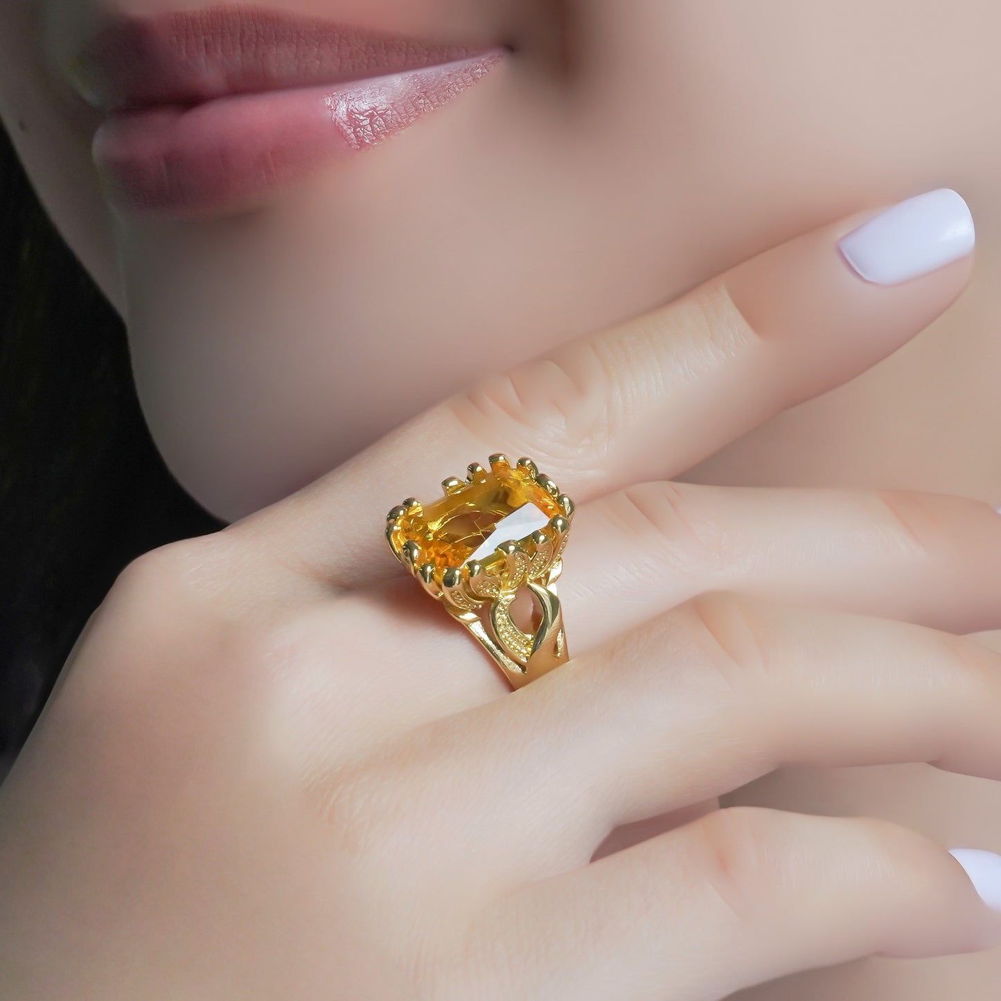 CC01966 Ring 18K Yellow Gold Plated Alloy Crystal