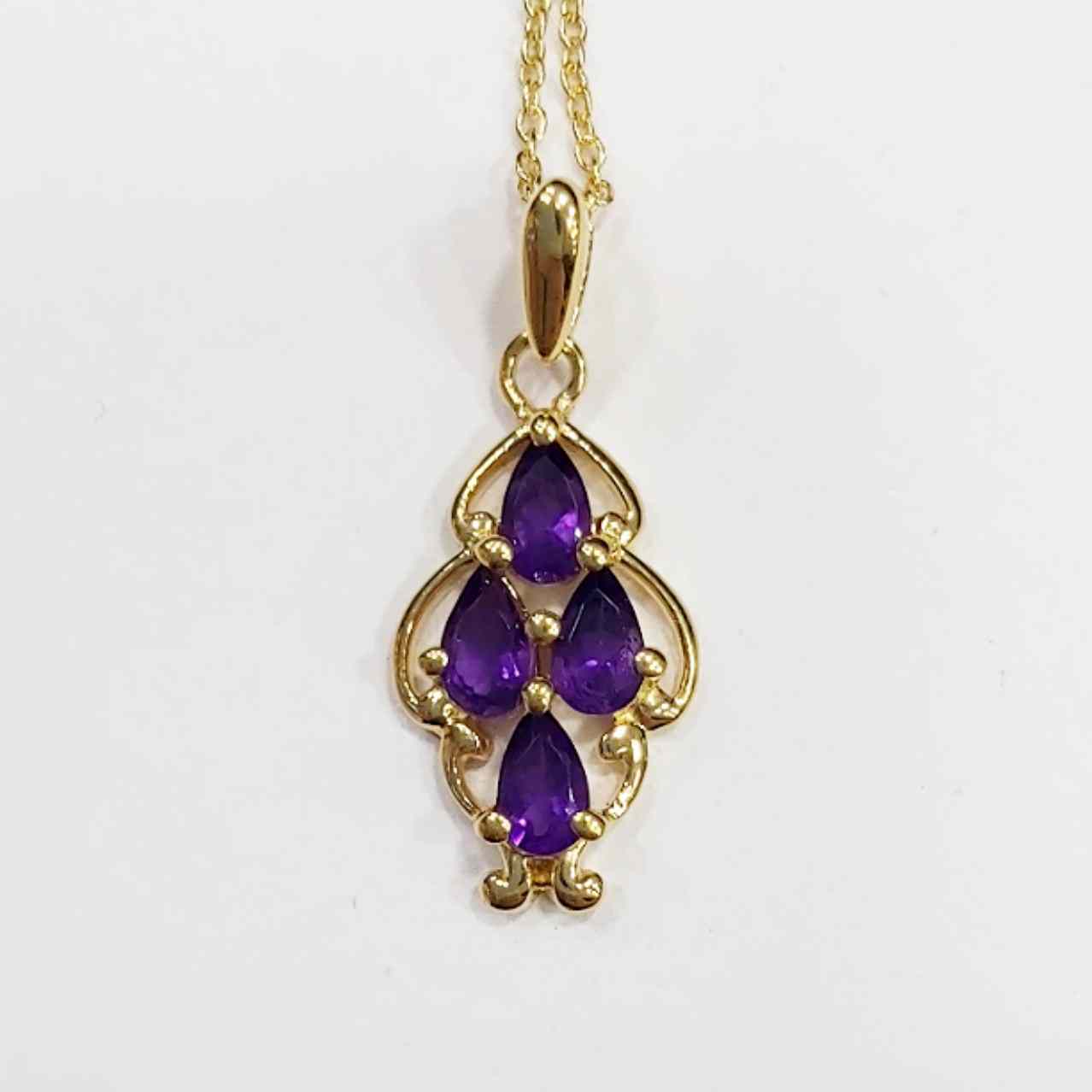 SZ16680 Necklace Silver 925 African Amethyst (Gold Plated)