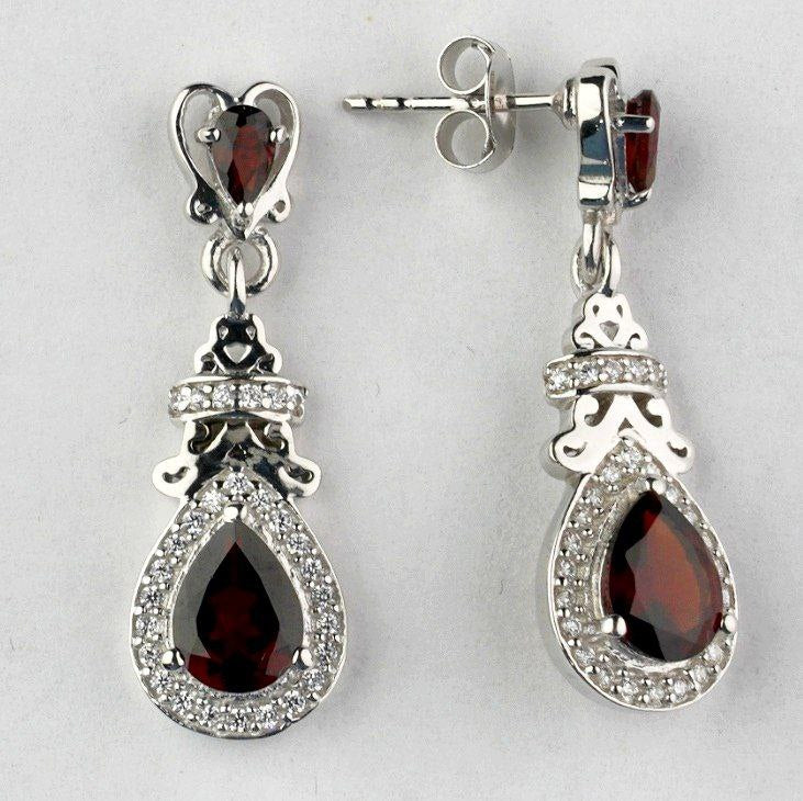 SZ11263 Earrings Silver 925 Garnet Cubic Zirconia