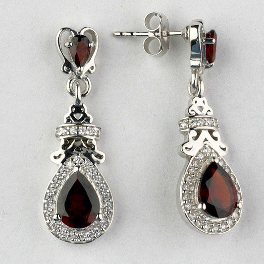 SZ11263 Earrings Silver 925 Garnet Cubic Zirconia