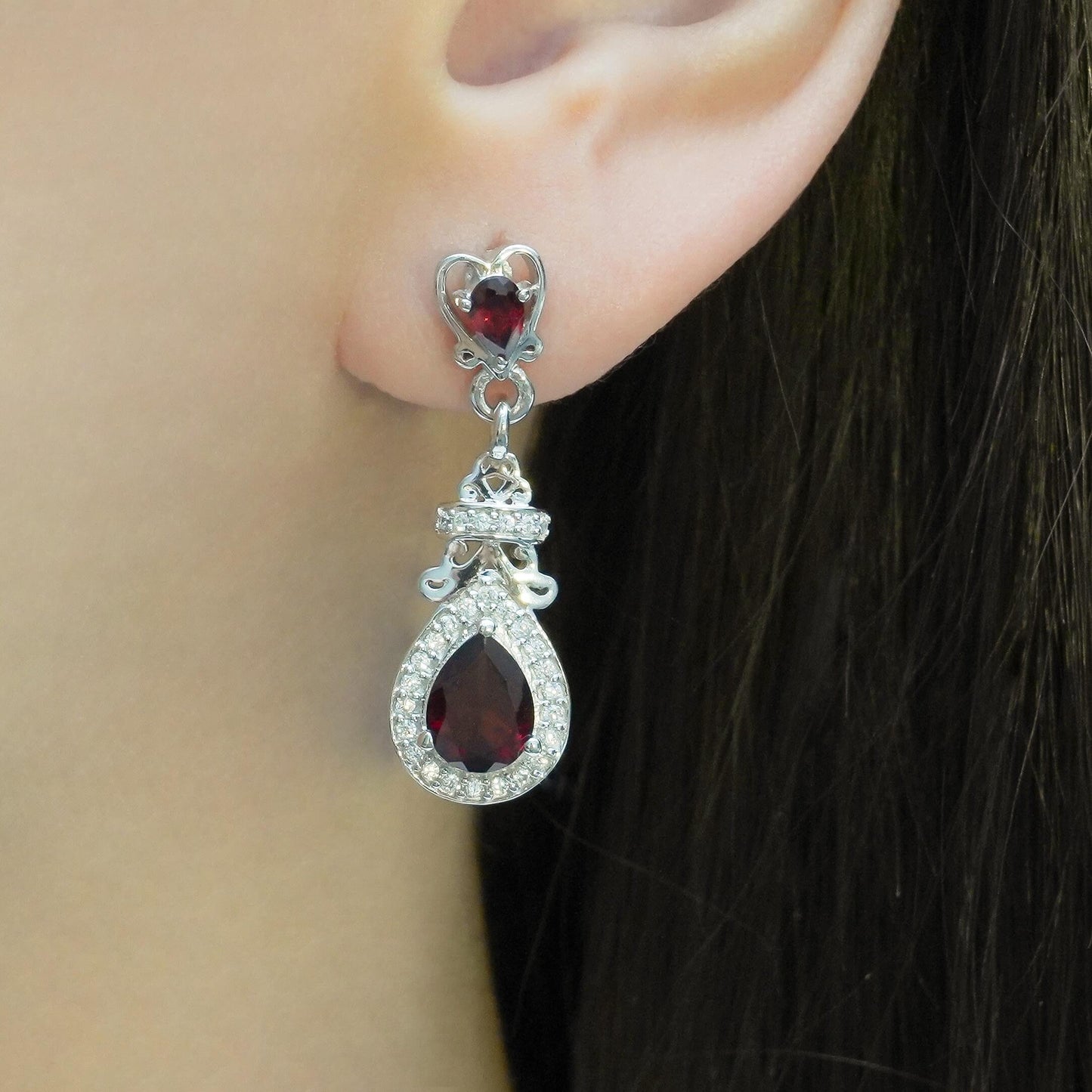 SZ11263 Earrings Silver 925 Garnet Cubic Zirconia