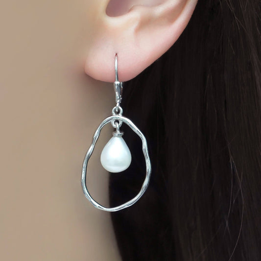 SZ12030 Earrings Silver 925 White pearl