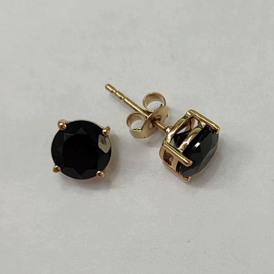 SZ13666-1 Earrings Silver 925 Black Spinel (Gold Plated)