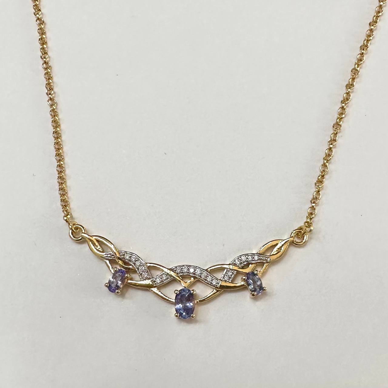 SZ15903 Necklace Silver 925 Tanzanite Cubic Zirconia (Gold Plated)