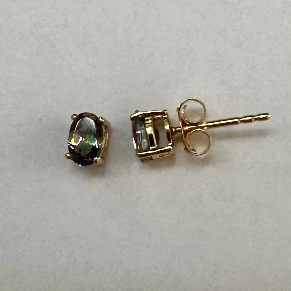 SZ15869 Earrings Silver 925 Green Mystic Quartz (Gold Plated)