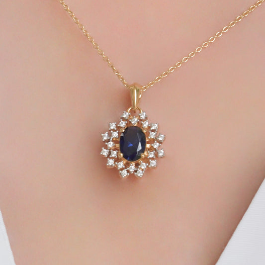 SZ16805 Necklace Silver 925 Sapphire Linde Fianite (Gold Plated)