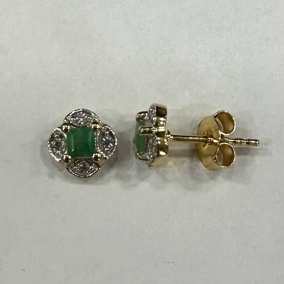 SZ16762 Sterling Silver 925 Brazilian Emerald Fianite (Gold Plated)