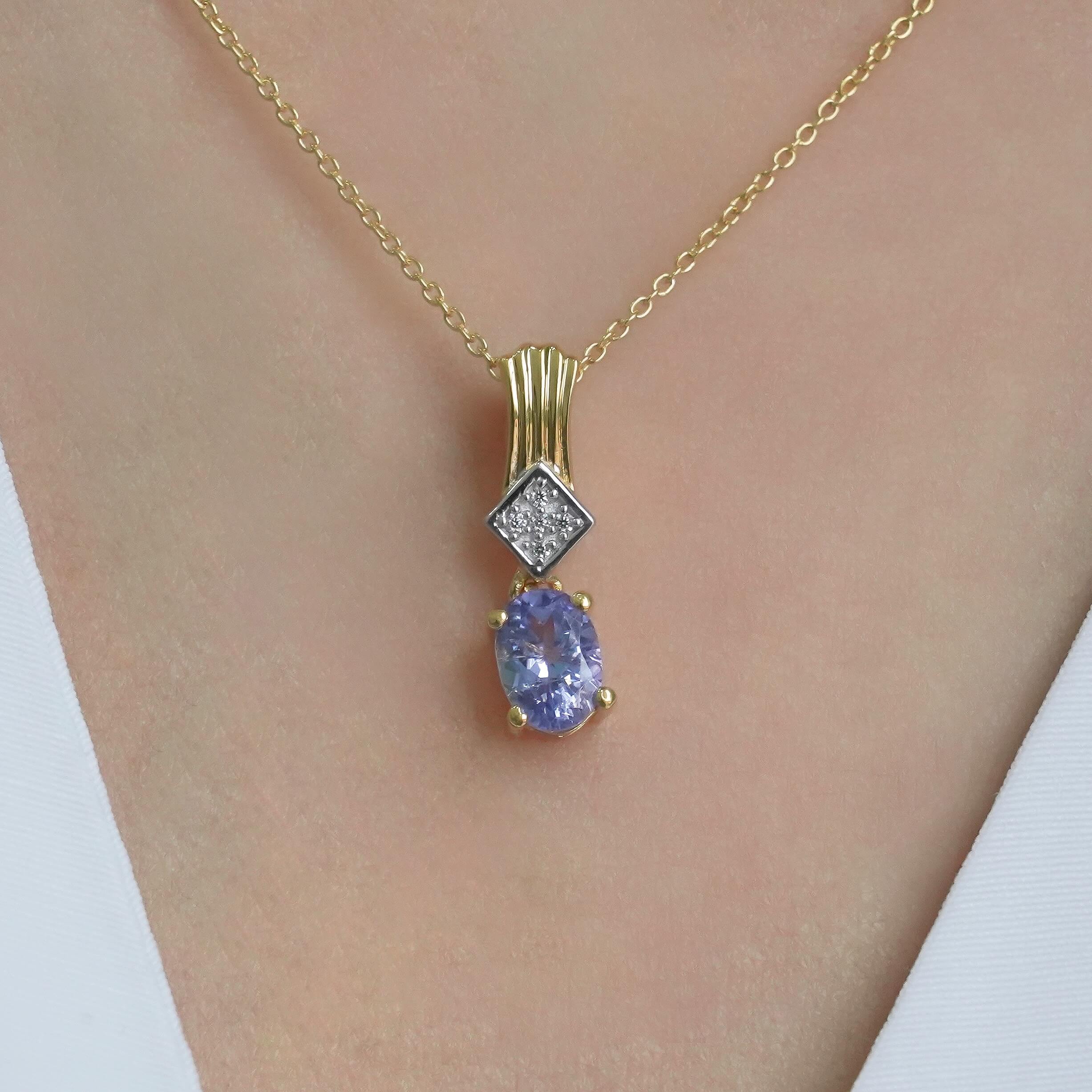 SZ16881 Necklace Silver 925 Tanzanite Fyanite (Gold Plated)